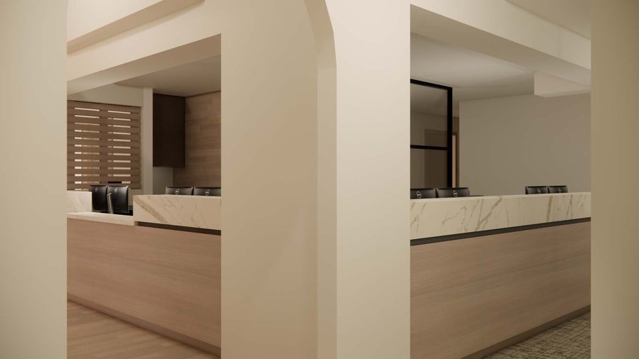 Rendering of the new checkout and reception desk