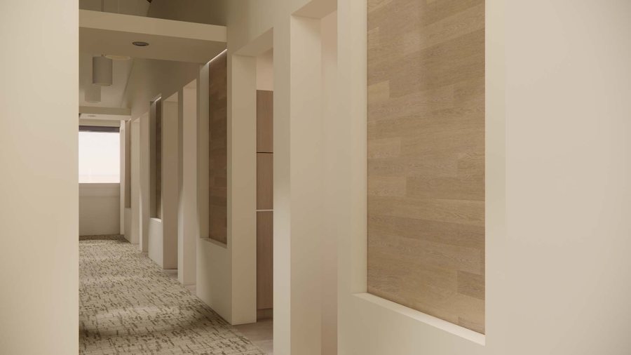 Rendering of the treatment room hallway