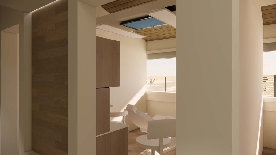 Rendering of a treatment room with skylight